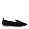 Bata/拔佳2018秋新款专柜同款黑色羊绒皮革尖头平底休闲女单鞋ADV23CM8
