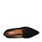 Bata/拔佳2018秋新款专柜同款黑色羊绒皮革尖头平底休闲女单鞋ADV23CM8