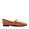 Bata/拔佳2018秋新款专柜同款棕色羊皮革方头平跟奶奶鞋女单鞋812-1CQ8