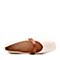 Bata/拔佳2018秋新款专柜同款米色羊皮革方头平跟奶奶鞋女单鞋812-1CQ8