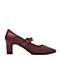 Bata/拔佳2018秋新款专柜同款酒红色一字带浅口粗高跟玛丽珍女单鞋AJD02CQ8