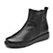 Bata/拔佳2018冬新款专柜同款黑色羊皮革坡跟及踝靴女短靴AV547DD8