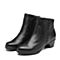 Bata拔佳冬新款专柜同款黑色菱格中粗跟羊皮革女短靴AV470DD8