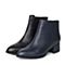 Bata/拔佳2018冬新款专柜同款黑色牛皮革粗中跟女靴短靴9BG04DD8