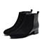 Bata/拔佳2018冬新款专柜同款黑色羊绒/牛皮粗中跟女靴短靴XBR06DD8