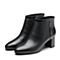 Bata/拔佳2018冬新款专柜同款黑色牛皮革尖头高跟女靴及踝靴XBP04DD8