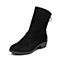 Bata/拔佳2018冬新款专柜同款黑色羊绒皮革粗中跟女皮靴短靴绒里RBU02DZ8