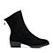 Bata/拔佳2018冬新款专柜同款黑色羊绒皮革粗中跟女皮靴短靴绒里RBU02DZ8