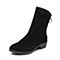 Bata/拔佳2018冬新款专柜同款黑色羊绒皮革粗中跟女皮靴短靴RBU02DZ8