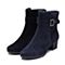 Bata拔佳冬新款专柜同款蓝色羊绒皮革粗中跟女短靴NBL04DZ8