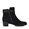 Bata/拔佳2018冬新款黑色羊绒皮革粗中跟绒面优雅女皮靴短靴TSY11DD8