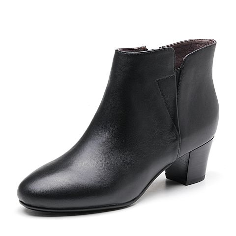 Bata拔佳冬新款专柜同款黑色绵羊皮革女皮靴AFD41DD8