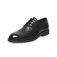 Bata商务正装鞋男2021冬季商场新款英伦真牛皮粗跟德比鞋R0061DM1