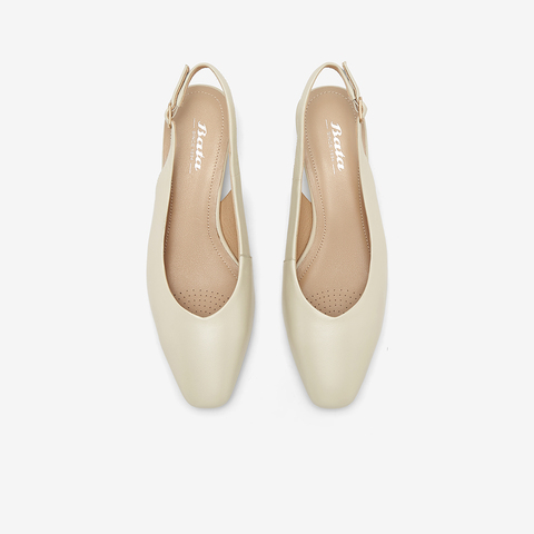 Bata后空凉鞋女2024春商场新款羊皮百搭优雅软底粗跟单鞋668A6AH4