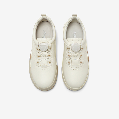 Bata休闲鞋女2025春新款牛皮透气厚底通勤旋转按钮运动鞋UNG01AM5