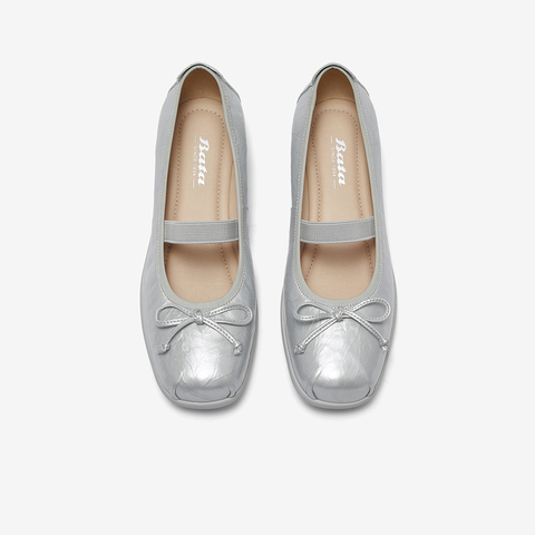 Bata玛丽珍鞋女2025春季商场新款羊皮粗跟娃娃鞋软底单鞋AIG07AQ5