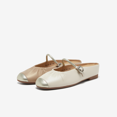 Bata穆勒拖鞋女2025春商场新款羊皮牛皮软底一脚蹬包头拖AUU03AH5