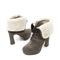 BELLE/百丽 及踝靴冬季灰色羊绒/米黄羊毛女皮靴 3PQC5DD2