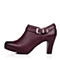 BELLE/百丽秋季专柜同款紫红打蜡小牛皮女皮鞋3N721CM3