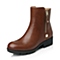 Belle/百丽冬季专柜同款棕色牛皮时尚休闲女低靴BEX60DD4（单里）