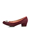 BELLE/百丽春季专柜同款酒红羊绒女单鞋3B6D2AQ4