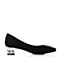 BELLE/百丽黑色羊绒皮421-2AQ4女单鞋春季