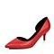 Belle/百丽年春季红色羊皮中空尖头女单鞋BGA30AK5
