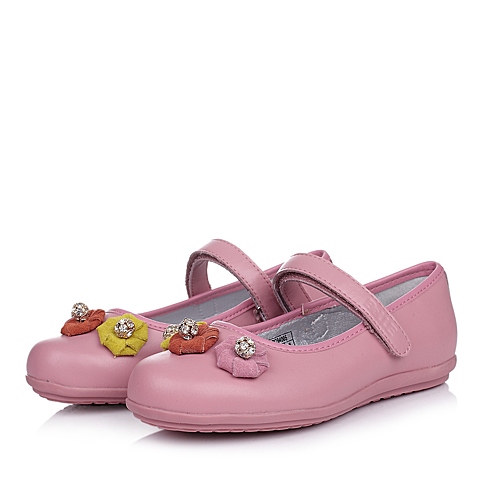 Belle/百丽童鞋2015春季新款专柜同款牛皮粉色女中童皮鞋94005
