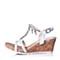BELLE/百丽夏季专柜同款银色山羊皮女凉鞋3RMD6BL5