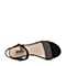 BELLE/百丽夏季专柜同款黑色羊皮钻饰一字带女凉鞋BFUA1BL5