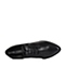 BELLE/百丽秋季专柜同款黑色小牛皮粗跟女单鞋BHI22CM5