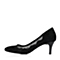 BELLE/百丽秋专柜同款黑优雅通勤羊绒皮革女单鞋3VDK8CQ5