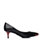 BELLE/百丽秋专柜同款黑牛皮革优雅通勤女单鞋3W4A6CQ5