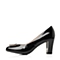 BELLE/百丽秋专柜同款黑漆皮牛皮革优雅通勤女单鞋3Z6A1CQ5