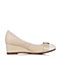 BELLE/百丽秋季专柜同款米白色羊皮坡跟浅口女单鞋BDO01CQ5