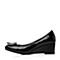 BELLE/百丽秋专柜同款黑漆皮牛皮革通勤女单鞋BDO02CQ5