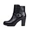 BELLE/百丽冬季专柜同款黑色软牛皮女短靴BDP47DD5
