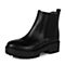 BELLE/百丽冬专柜同款黑牛皮时尚切尔西靴女短靴BJE42DD5