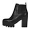 BELLE/百丽冬专柜同款黑牛皮时尚摩登女短靴BHK40DD5