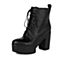 BELLE/百丽冬专柜同款黑软牛皮时尚摩登女短靴BHK44DD5