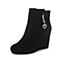 BELLE/百丽冬季专柜同款黑色羊绒皮革女短靴P7H1DDD5