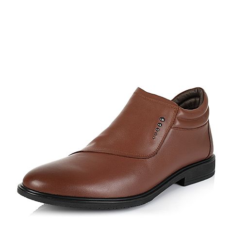 BELLE/百丽冬季专柜同款棕色光面牛皮男靴(绒里)3YJ01DD5