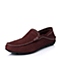 BELLE/百丽夏季专柜同款酒红色牛皮休闲男单鞋3RT01BM5