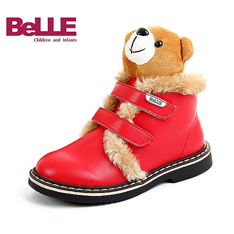 百丽（BELLE)15冬季保暖卡通靴儿童皮鞋DE0073
