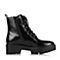 BELLE/百丽冬专柜同款时尚型革马丁靴黑光牛皮女短靴BJE48DD5