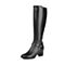 BELLE/百丽冬专柜同款黑软牛皮经典女长靴(绒里)BFN74DG5