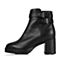 BELLE/百丽冬专柜同款优雅通勤黑牛皮女中靴(绒里）BHP61DZ5