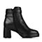 BELLE/百丽冬专柜同款优雅通勤黑牛皮女中靴(绒里）BHP61DZ5