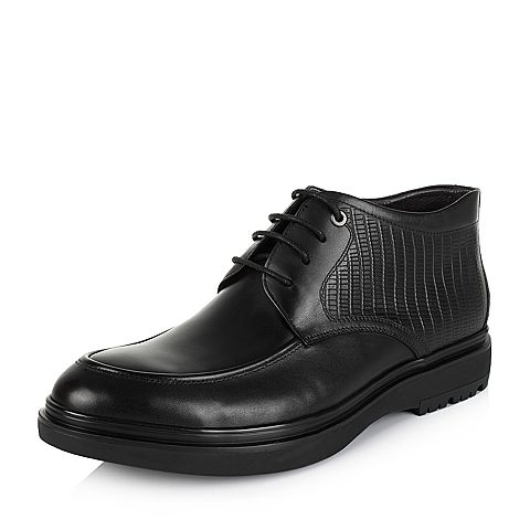 BELLE/百丽冬季专柜同款黑色牛皮男靴3ZC01DD5
