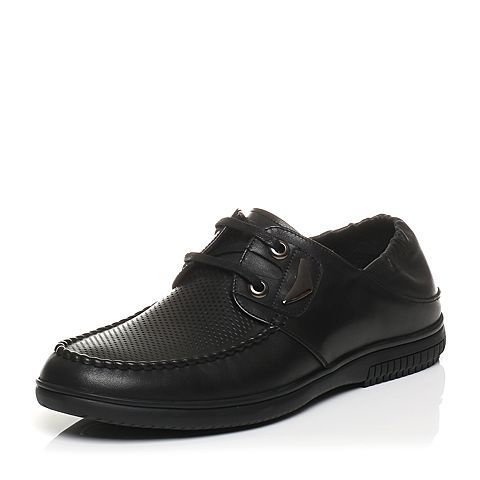 BELLE/百丽夏季专柜同款黑色牛皮男皮鞋3TE02BM5